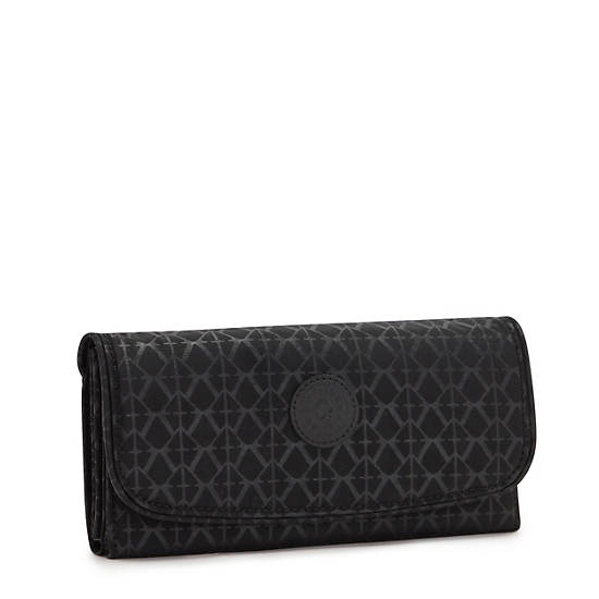 Kipling Money Land Printed Snap Wallet Portefeuille Zwart | België 1035EB